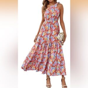 Pretty Garden One Shoulder Maxi Dress size M